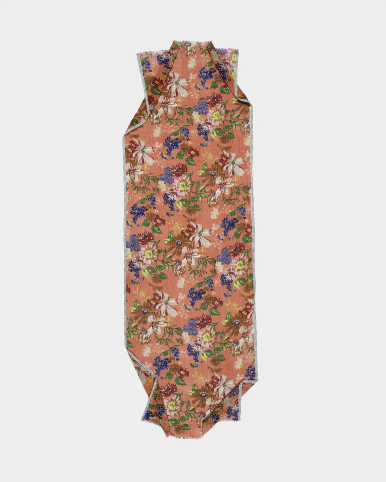 Épice Linen/Cttn Scattered Flowers Scarf in Coral