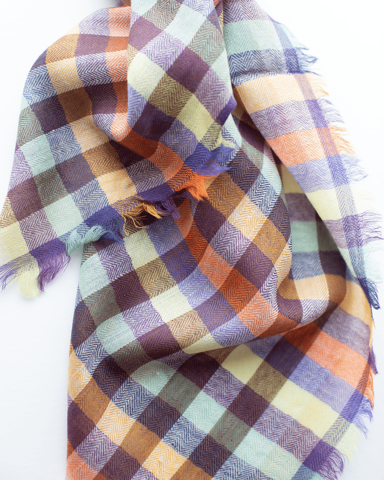 Épice Accessories Orange Plaid Wool Bandana in Orange