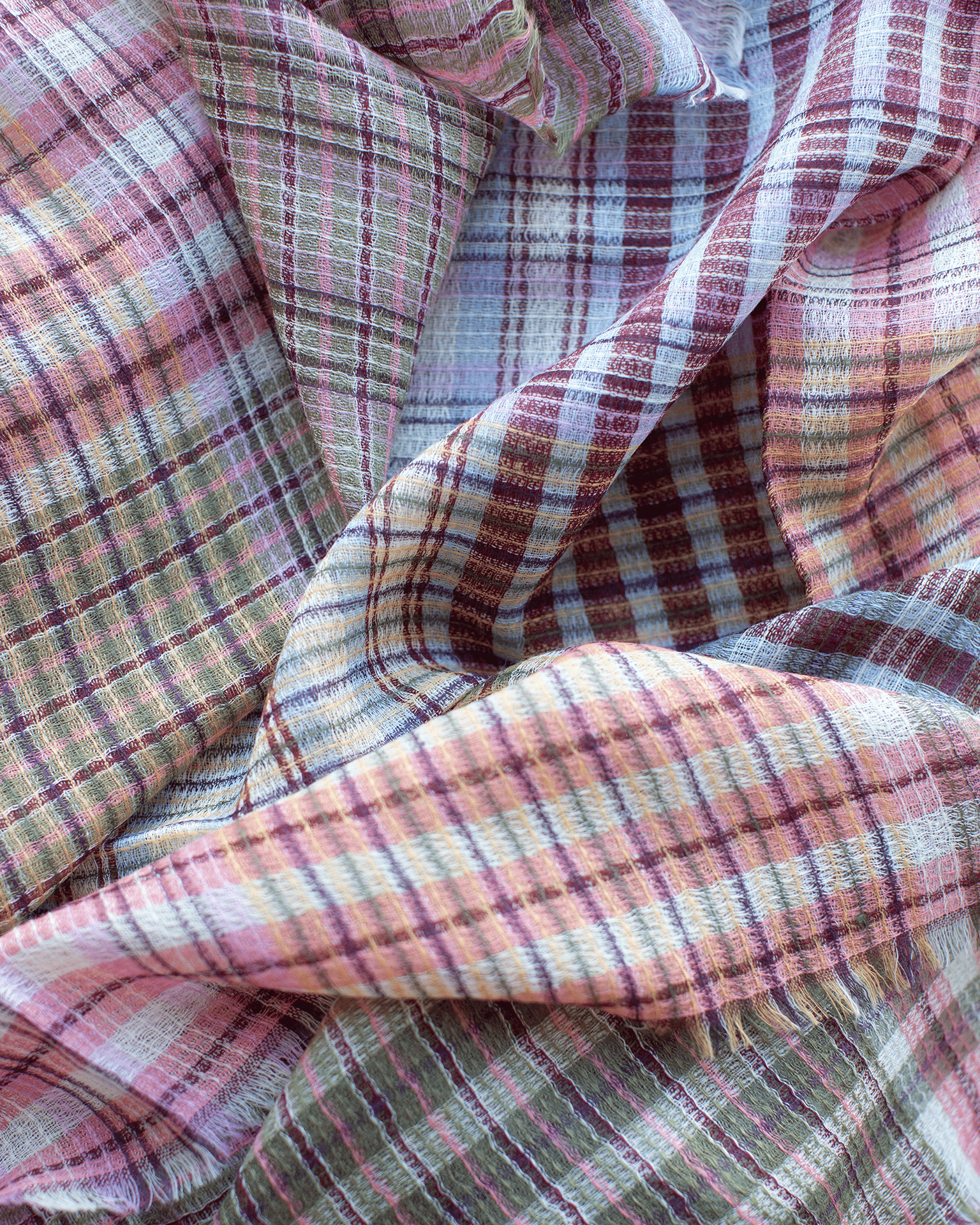 Épice Accessories Earth Plaid Wool Large Bandana in Earth