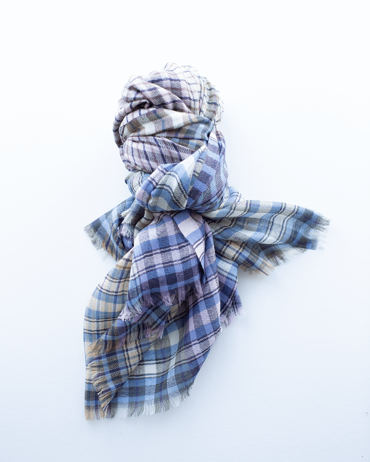 Plaid Wool Scarf in Smoke