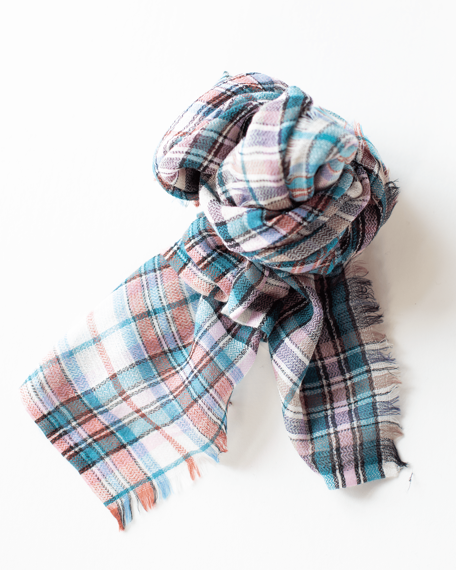 Épice Small Square Check Scarf in Turquoise