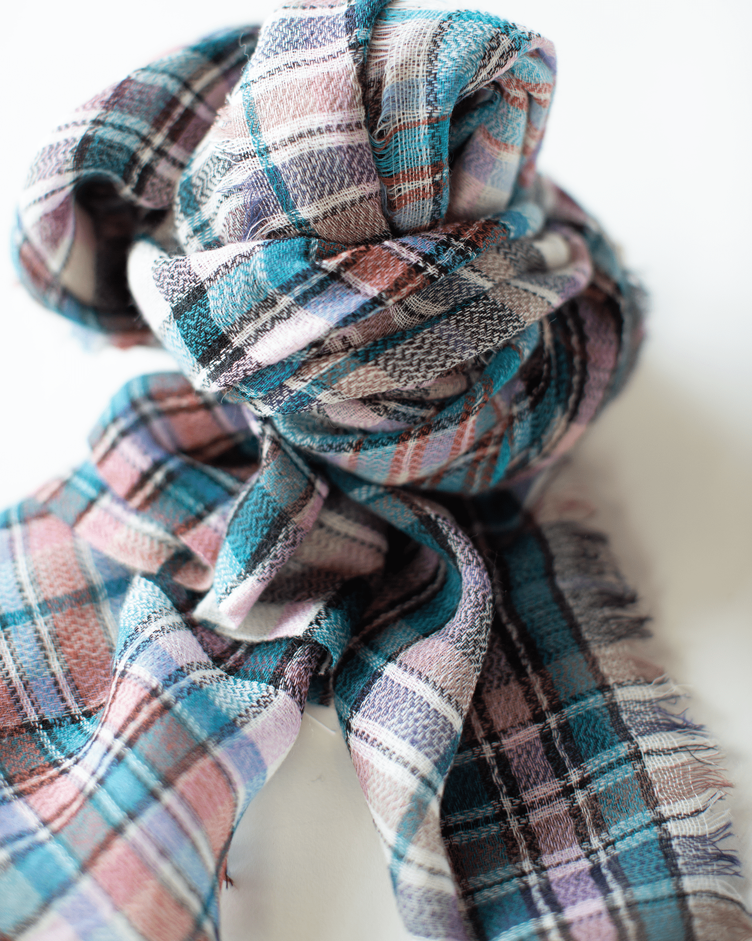 Épice Small Square Check Scarf in Turquoise