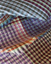 Épice Stripe/Check Scarf in Ocean 2 - Bliss Boutiques