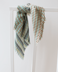 Épice Stripe/Plaid Square Scarf in Creamy Jade 1 - Bliss Boutiques