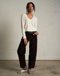 Fiona L/S Recycled V Neck in Sugar - Bliss Boutiques