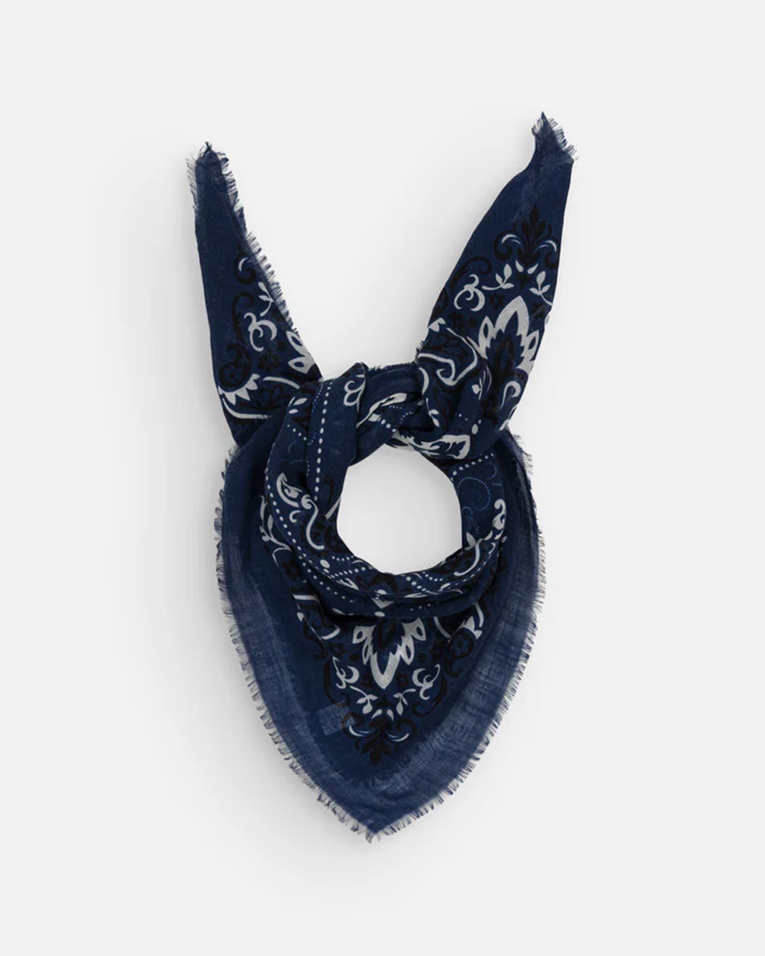 Maison Lecomte Flament Classic Wool & Silk Bandana in Navy