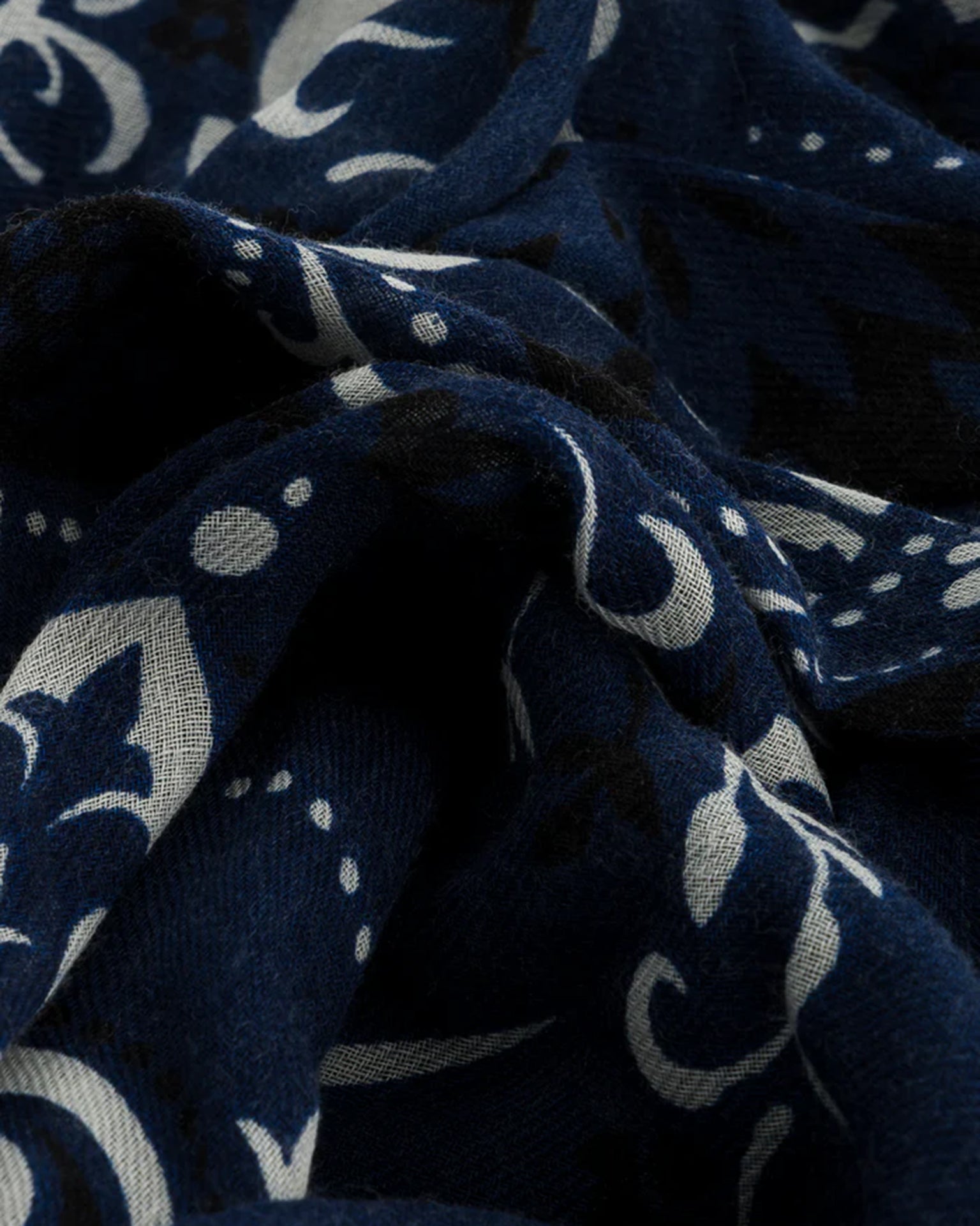 Maison Lecomte Flament Classic Wool & Silk Bandana in Navy
