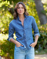 Frank & Eileen Barry Button Down in Vintage Stonewashed Indigo