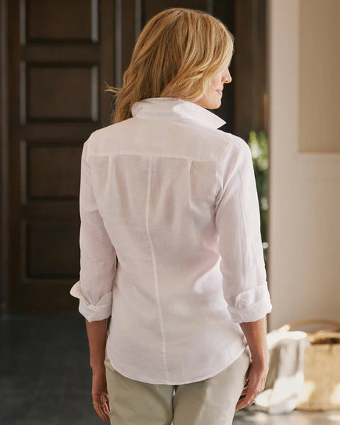 Frank & Eileen Barry Button Down in White Linen - Bliss Boutiques