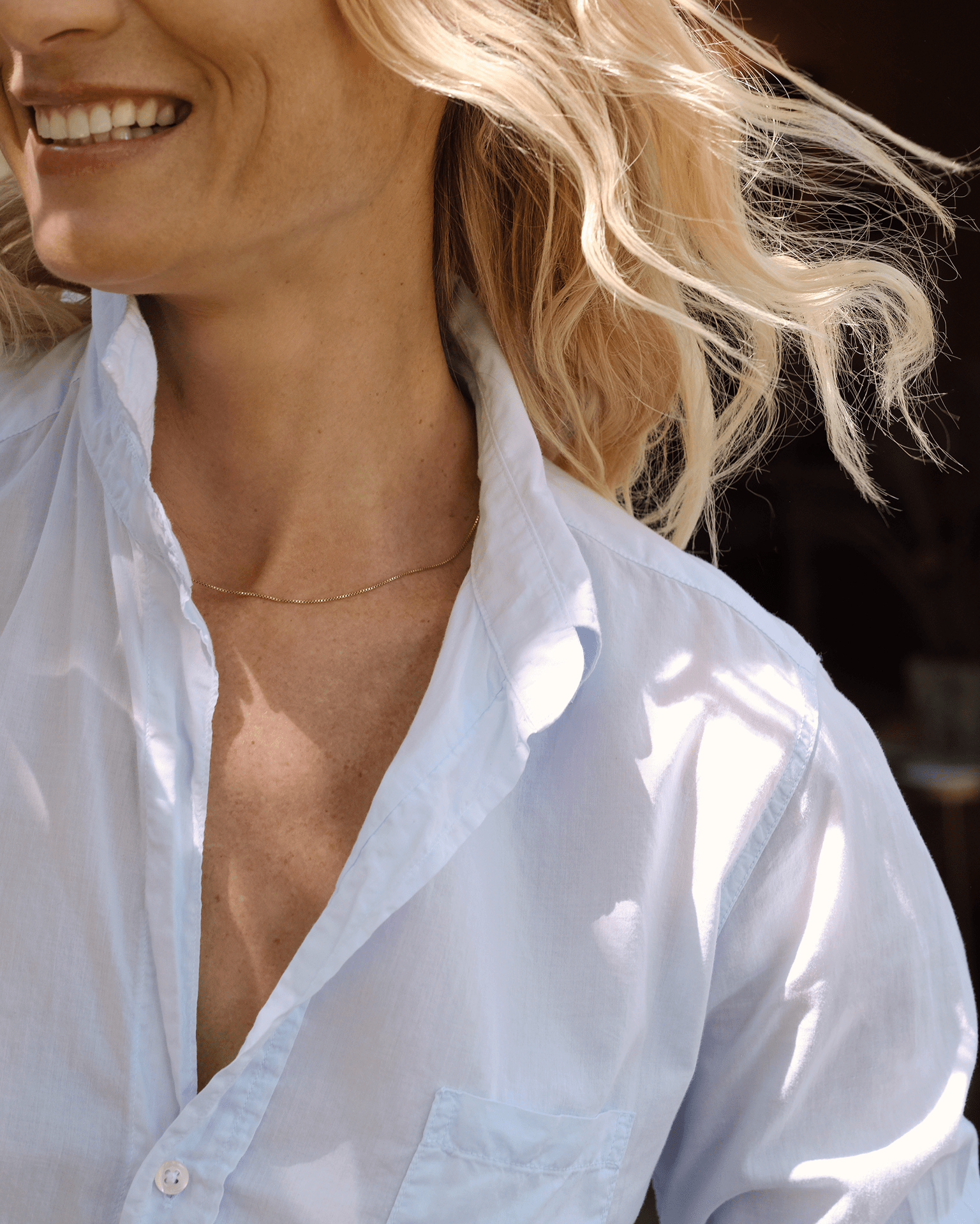 Frank & Eileen Barry Button Up in Shirting Blue