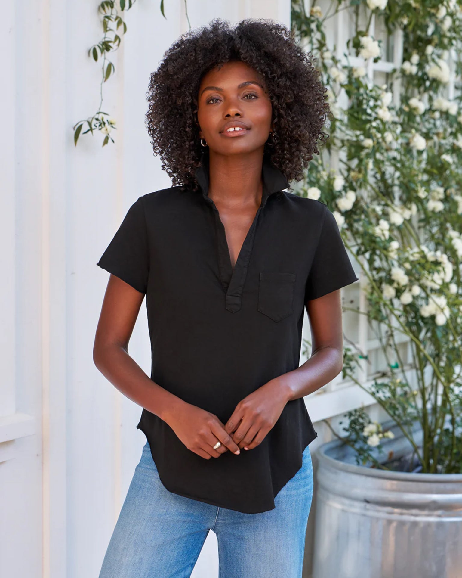 Charlotte Perfect Polo in Black