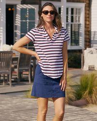 Frank & Eileen Charlotte Perfect Polo in Red/Navy/White Stripe