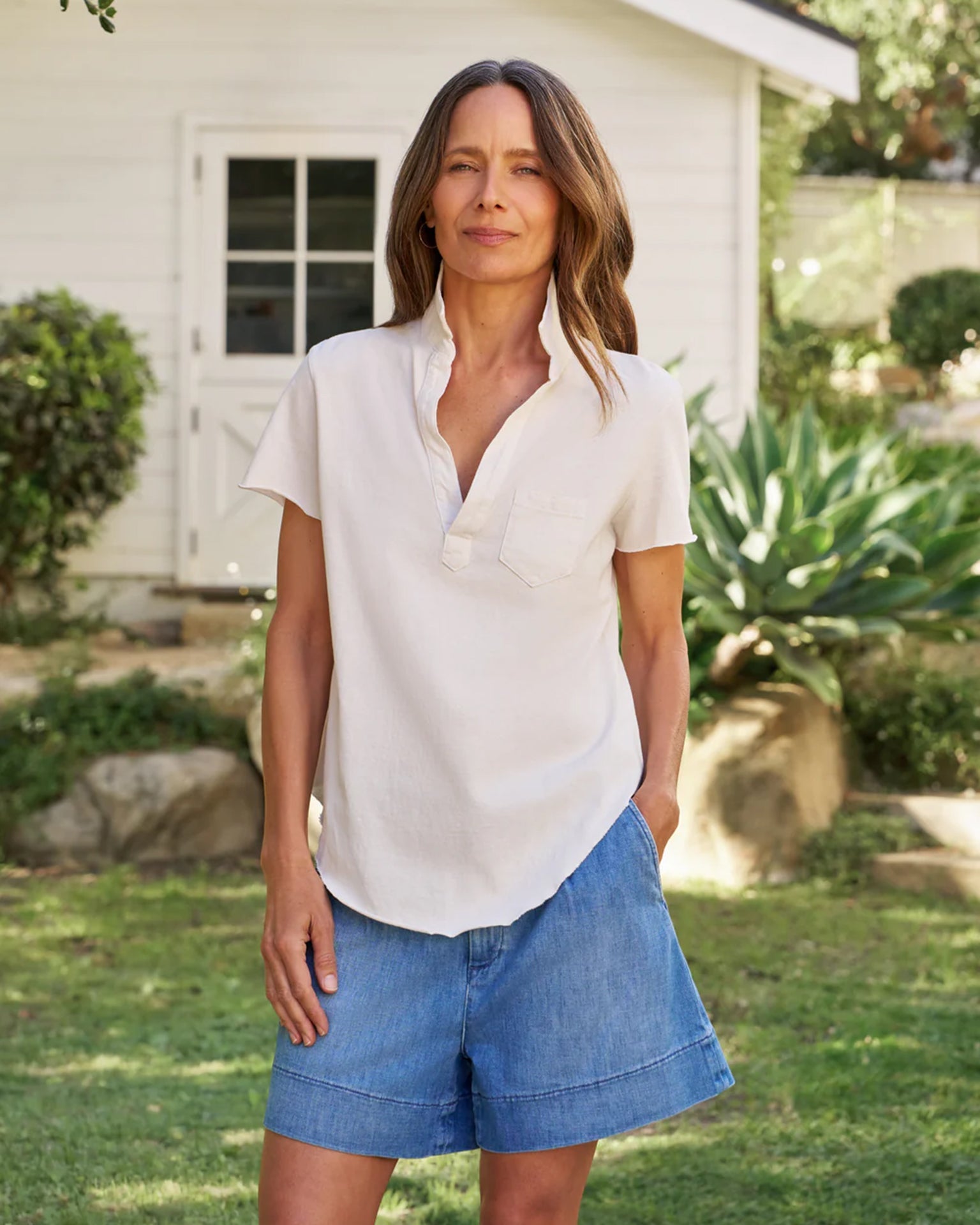Charlotte Perfect Polo in Vintage White