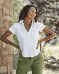 Frank & Eileen Charlotte S/S Polo in White