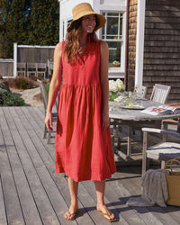 Frank & Eileen Clothing Daphne Popover Sleeveless Shirtdress in Nantucket Red