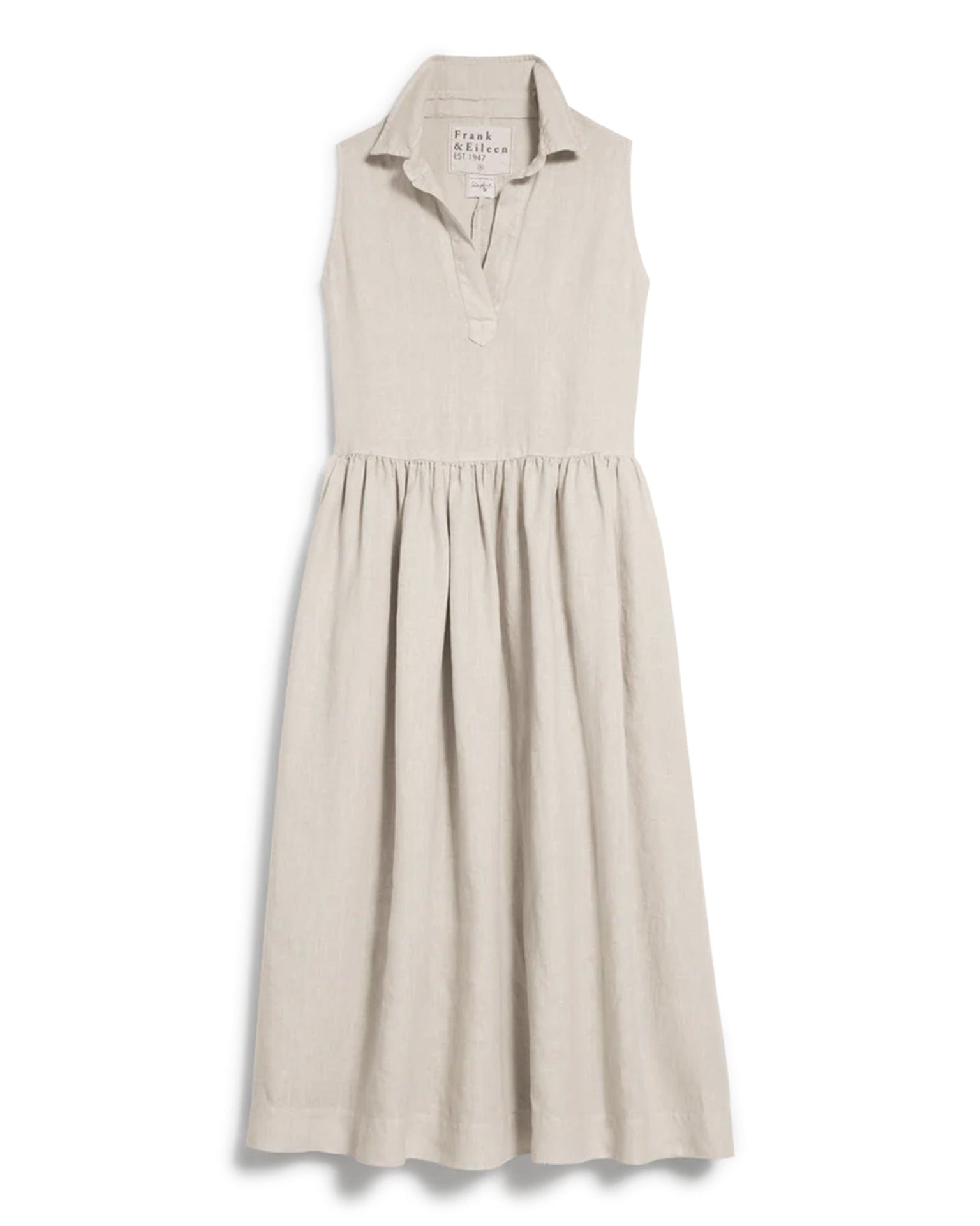 Frank & Eileen Daphne Popover Sleeveless Shirtdress in Sand Linen