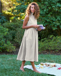 Frank & Eileen Daphne Popover Sleeveless Shirtdress in Sand Linen