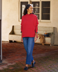 Frank & Eileen Effie L/S Funnel Neck Capelet in Crimson