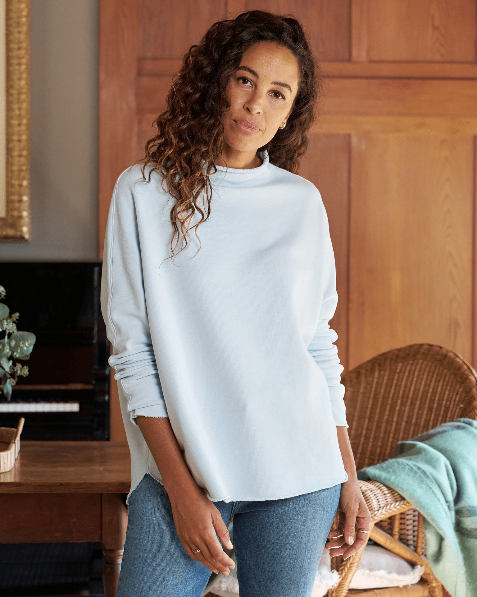 Frank & Eileen Effie L/S Funnel Neck Capelet in Ice