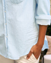 Frank & Eileen Eileen Button Up in Classic Blue w/ Tattered Wash