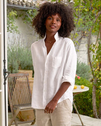 Eileen Relaxed Button Down in White Linen - Bliss Boutiques