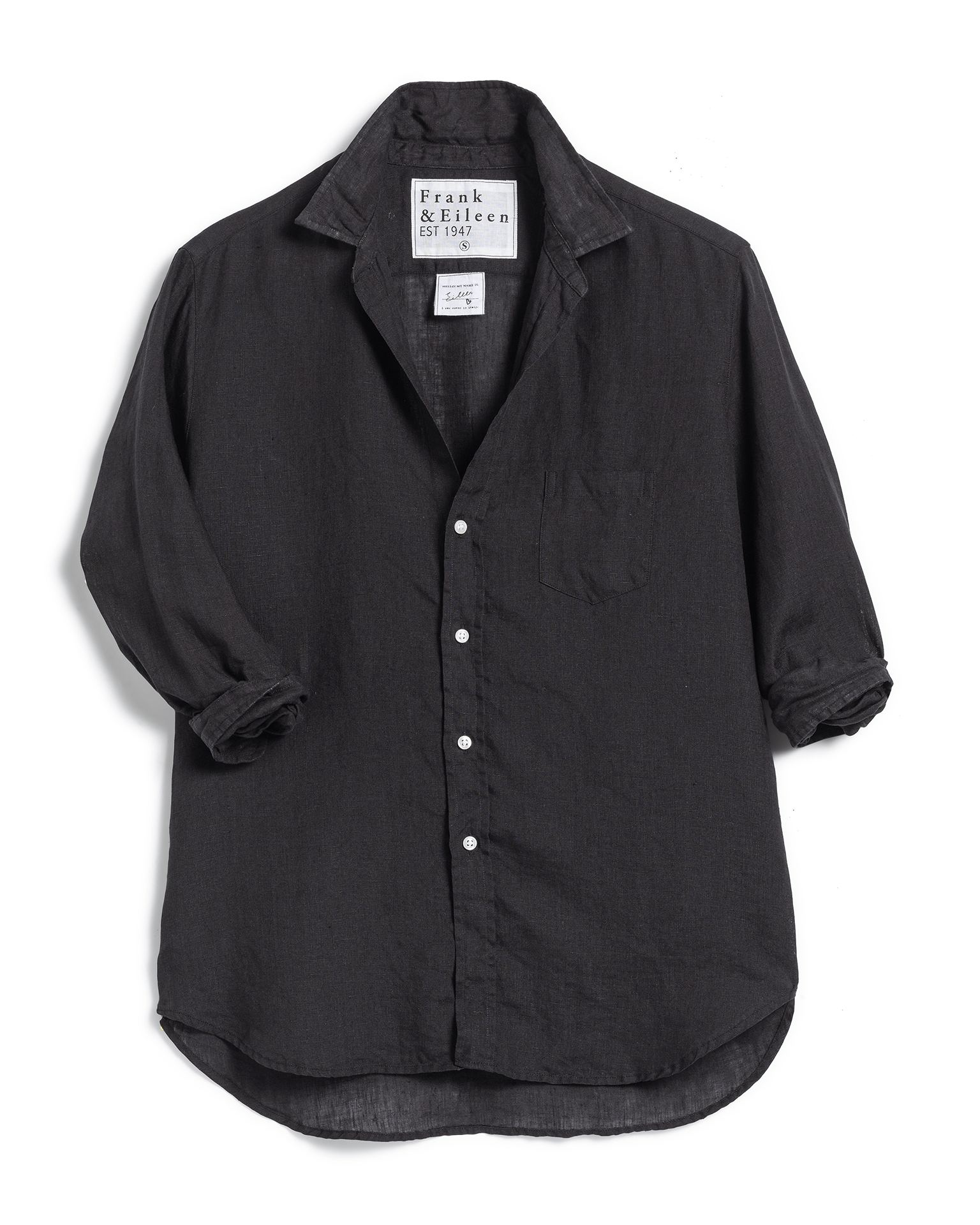 Frank & Eileen Eileen Relaxed Button Up in Black Performance Linen