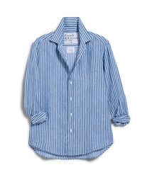 Frank & Eileen Eileen Relaxed Button Up in Blue, Navy Textured Stripe