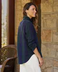Frank & Eileen Eileen Relaxed Button-Up in Navy & Green Large Plaid 4 - Bliss Boutiques