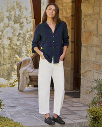 Frank & Eileen Eileen Relaxed Button-Up in Navy & Green Large Plaid 2 - Bliss Boutiques