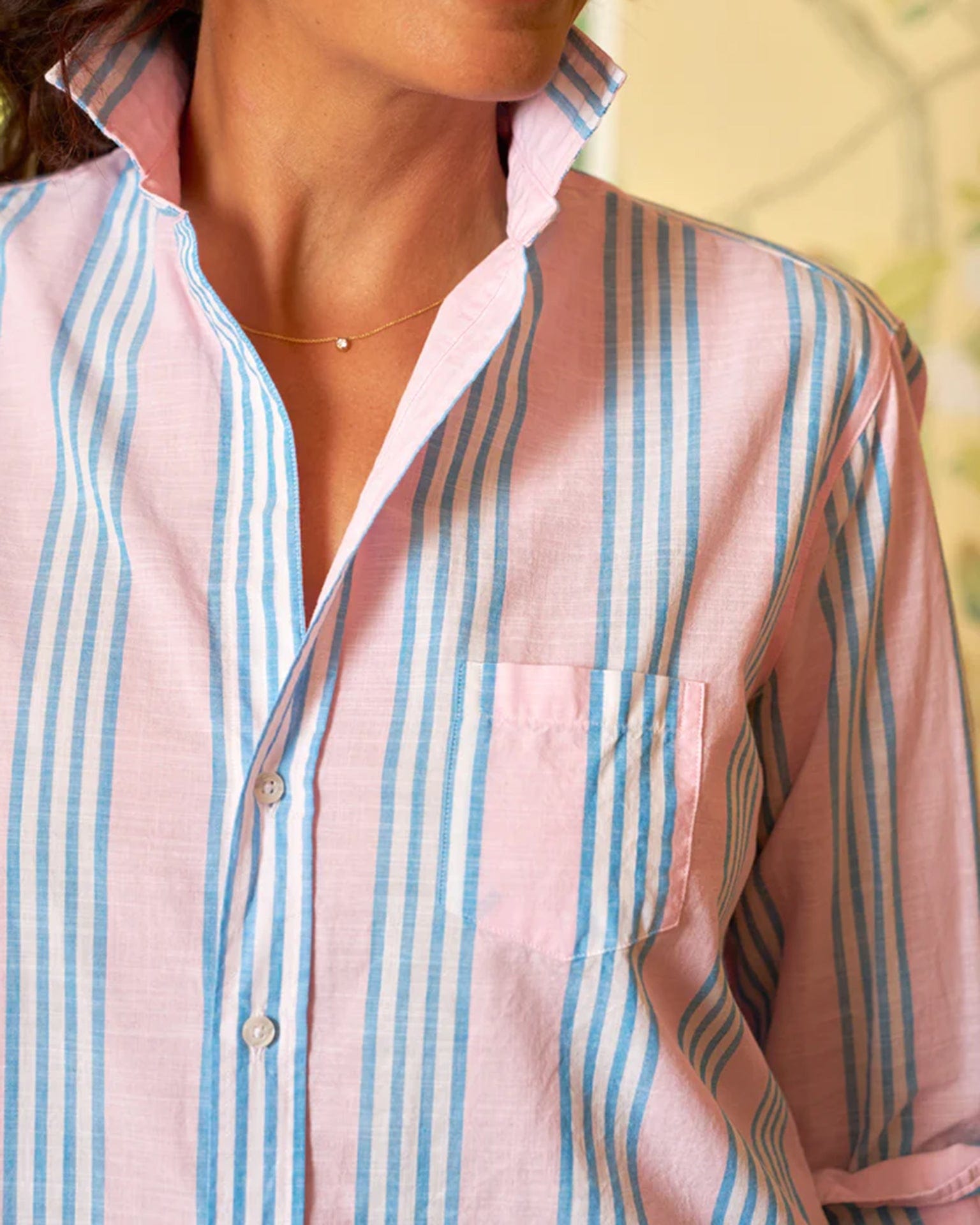 Frank & Eileen Eileen Relaxed Button Up in Pink, Blue Multi Stripe