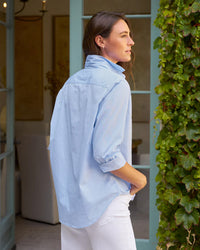 Frank & Eileen Eileen Relaxed Button-Up Shirt in French Blue SL Regenerative Cttn 4 - Bliss Boutiques