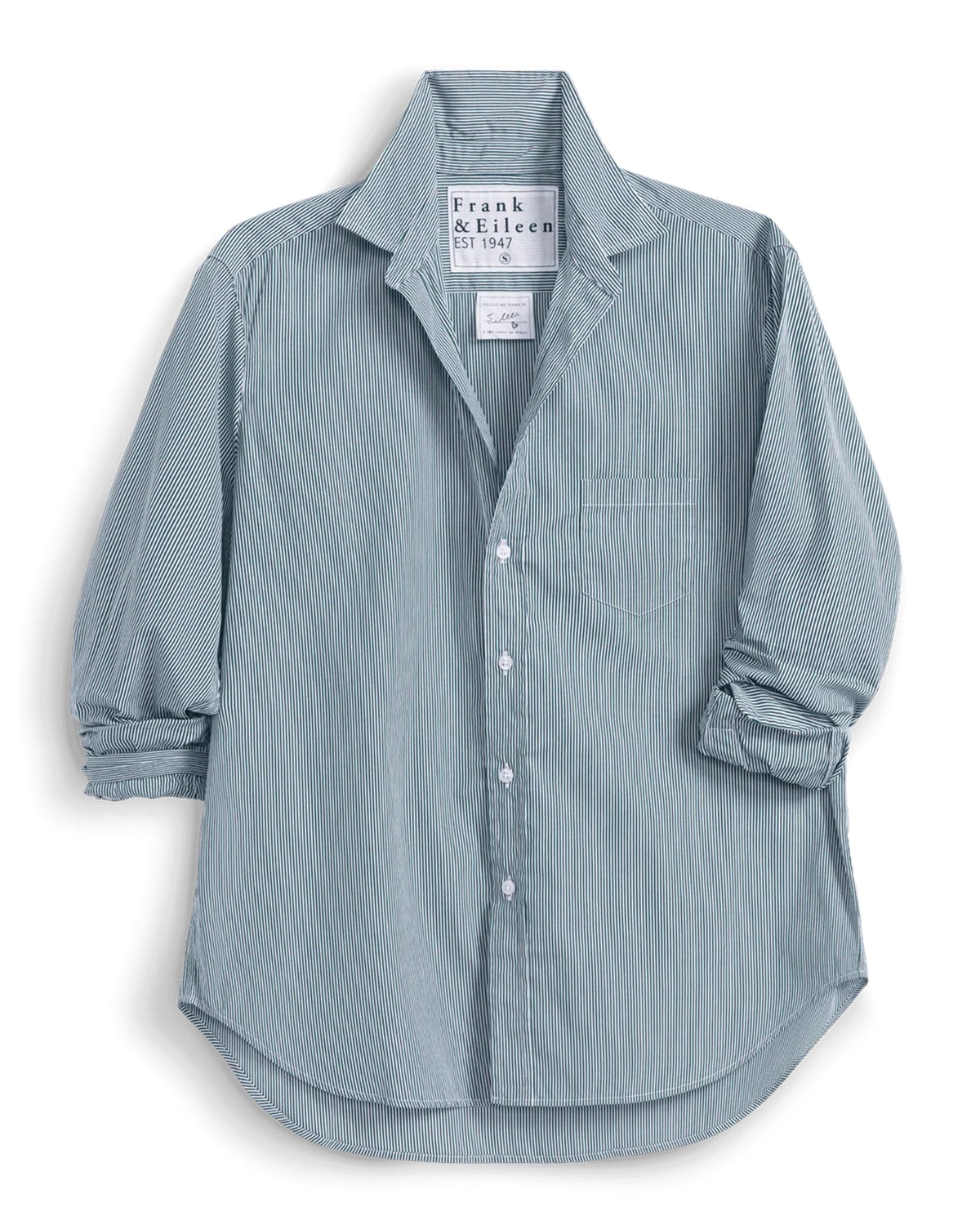 Eileen Relaxed Button-Up Shirt in Green Stripe