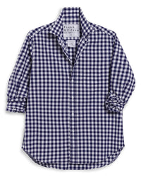 Frank & Eileen Eileen Relaxed Button-Up Shirt in Navy Blue Check 4 - Bliss Boutiques