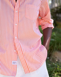 Frank & Eileen Eileen Relaxed Button-Up Shirt in Peach Stripe 3 - Bliss Boutiques