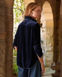 Frank & Eileen Eileen Relaxed Button-Up - Velvet in Navy 4 - Bliss Boutiques