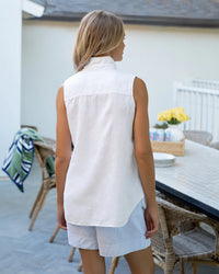 Frank & Eileen Finley Sleeveless Shirt in White 3 - Bliss Boutiques