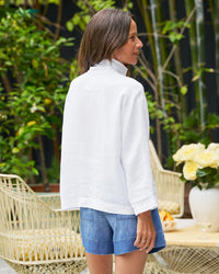 Frank & Eileen Gabi Popover Shirt in White Linen