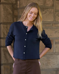 Frank & Eileen Jackie - Sweatshirt Cardigan in Classic Navy 1 - Bliss Boutiques