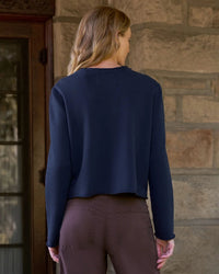 Frank & Eileen Jackie - Sweatshirt Cardigan in Classic Navy 2 - Bliss Boutiques