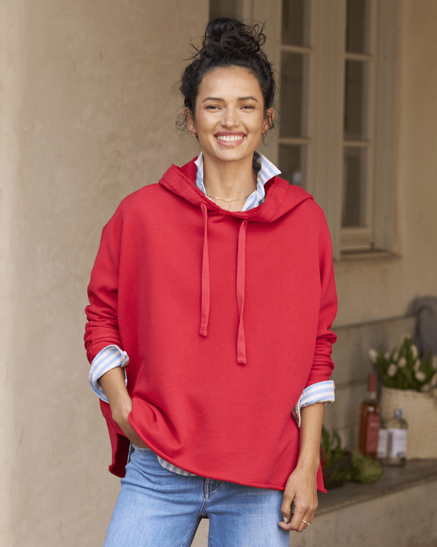 Frank Eileen Kane Capelet Hoodie in Double Decker Red Bliss Boutiques