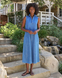 Frank & Eileen Lily Maxi Polo Dress in Vintage Stonewashed Indigo 1 - Bliss Boutiques