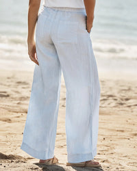 Frank & Eileen Madeline Patch Pocket Pull on Linen Pant in French Blue 2 - Bliss Boutiques