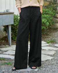 Frank & Eileen Madeline Patch Pocket Pull-On Pant in Black Distressed Famous Denim 1 - Bliss Boutiques
