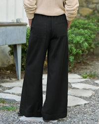 Frank & Eileen Madeline Patch Pocket Pull-On Pant in Black Distressed Famous Denim 2 - Bliss Boutiques