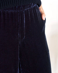 Frank & Eileen Maisie Pull on Crop Wide Leg - Velvet in Navy 3 - Bliss Boutiques