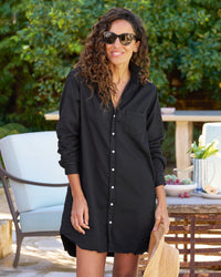 Frank & Eileen Clothing Mary Shirtdress in Black Distressed Famous Denim