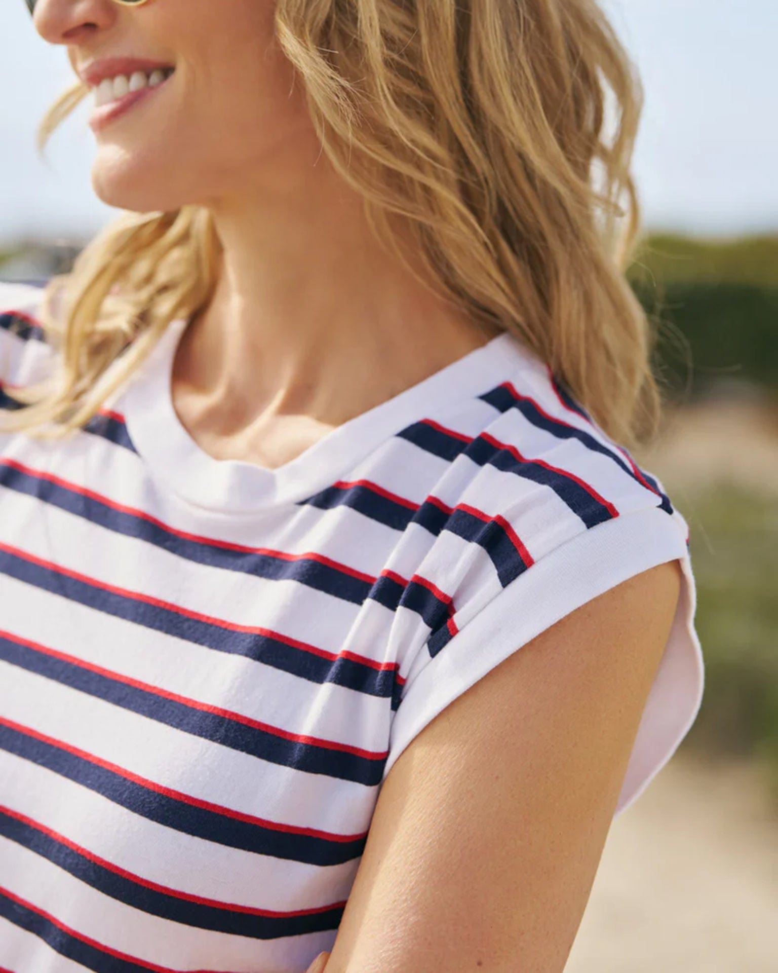 Frank & Eileen Mini Cory Muscle Tee Dress in Red, Navy, & White Stripe