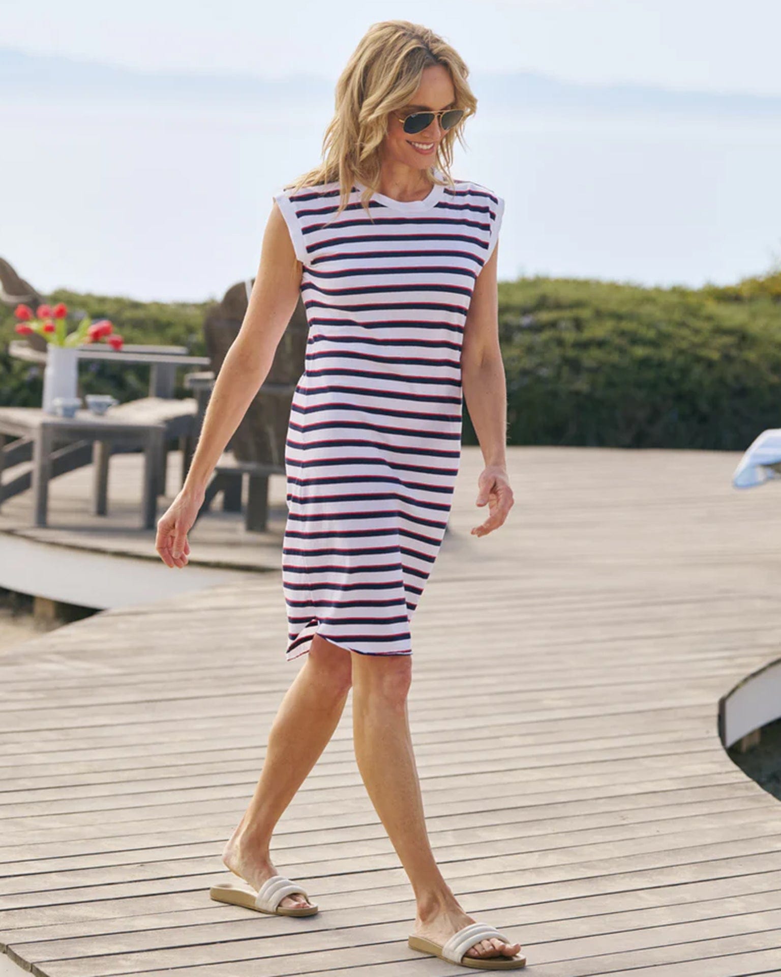 Frank & Eileen Mini Cory Muscle Tee Dress in Red, Navy, & White Stripe