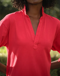 Frank & Eileen Mini Emma - SS Henley Dress in Cherry 2 - Bliss Boutiques