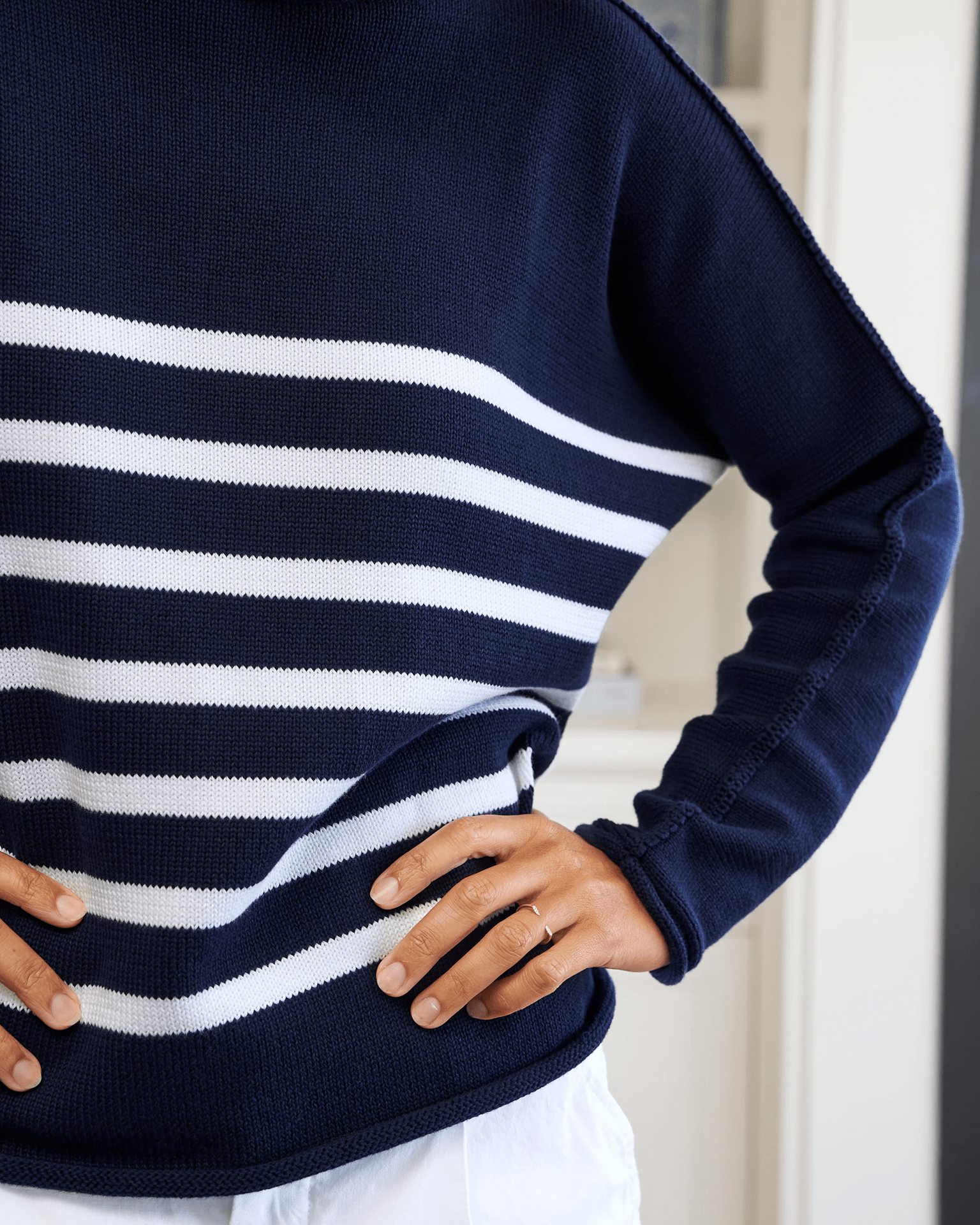 Frank & Eileen Monterey Sweater in Navy w/ White Stripe